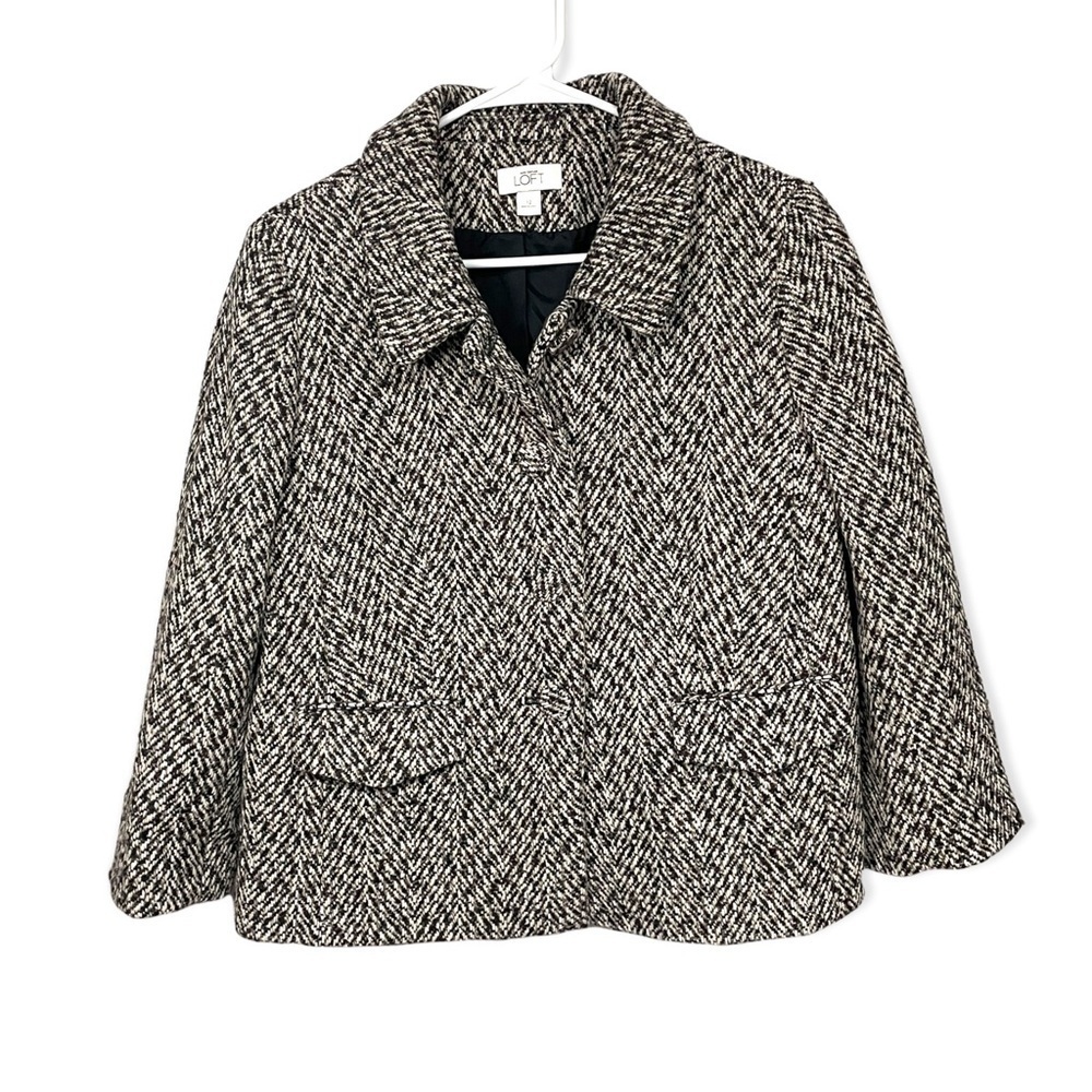 Loft Herringbone Wool Blend Button Front Career B… - image 7